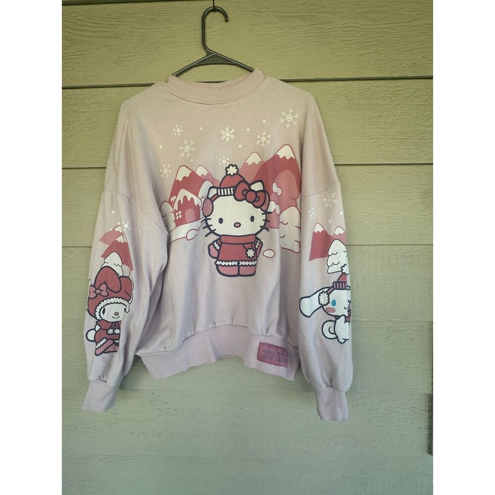 Sanrio Hello Kitty and Friends Winter Mountain Scene Mock Neck Sweatshirt S